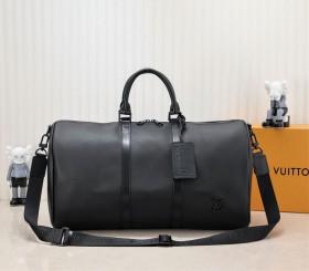 Louis Vuitton Aerogram Keepall Bandouliere 50 Travel Bag In Black