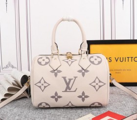 Louis Vuitton Bicolor Monogram Empreinte Leather Speedy Bandouliere 25 Handbag - Cream - Bois De Rose Pink