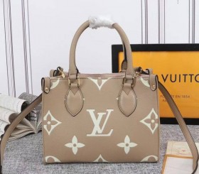 Louis Vuitton Bicolor Monogram Empreinte Leather Onthego PM Bag - Tourterelle Gray/Cream