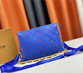 Louis Vuitton Coussin PM  Bag In Blue And Red With Jacquard Strap