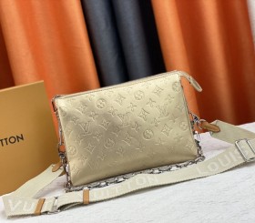 Louis Vuitton Coussin PM Bag In Light Gold With Jacquard Strap