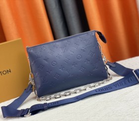 Louis Vuitton Coussin PM Bag In Navy Blue With Jacquard Strap