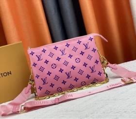 Louis Vuitton Coussin PM Bag In Pink And Purple With Jacquard Strap
