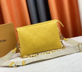 Louis Vuitton Coussin PM Bag In Yellow With Jacquard Strap