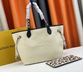 Louis Vuitton Monogram Empreinte Wild At Heart Neverfull MM Tote In Cream
