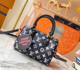 Louis Vuitton Monogram Empreinte Leather Speedy Bandouliere 20 Handbag In Black And White