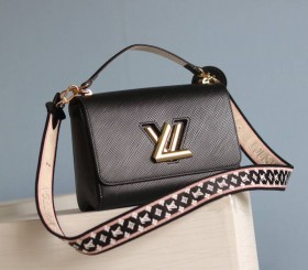 Louis Vuitton Epi Leather Twist MM Handbag In Black 
With Embroidered Strap