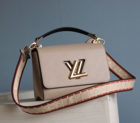 Louis Vuitton Epi Leather Twist MM Handbag - Galet Gray - Embroidered Strap