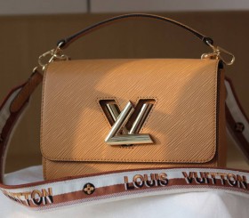Louis Vuitton Epi Leather Twist MM Bag With Jacquard Strap In Honey Gold