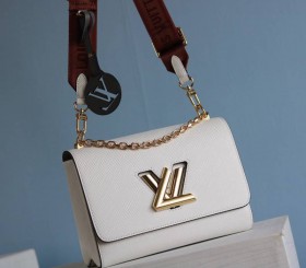 Louis Vuitton Epi Leather Twist MM Cream Bag - Jacquard Strap