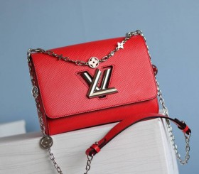 Louis Vuitton Epi Leather Twist MM With Flowers Jewels Chain Bag - Red