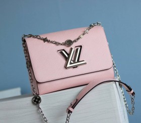 Louis Vuitton Epi Leather Twist MM With Flowers Jewels Chain Bag - Rose Bellerine Pink