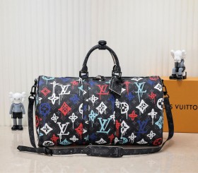 Louis Vuitton Monogram Eclipse Keepall Bandouliere 50 Travel Bag In Graffiti Orange