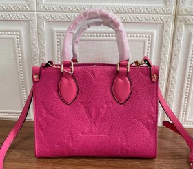 Louis Vuitton Monogram Empreinte Leather Onthego PM Bag In Freesia Pink