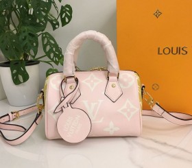 Louis Vuitton Oversized Monogram Pattern Empreinte Speedy Bandouliere 20 Handbag - Rose Beige