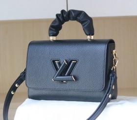 Louis Vuitton Taurillon Leather Twist MM Scrunchie Handle - Black
