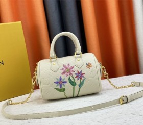 Louis Vuitton X YK Speedy Bandouliere 20 Handbag With Flower - Cream