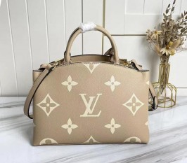 Louis Vuitton Bicolor Monogram Empreinte Leather Petit Palais Handbag In Tourterelle Gray And Cream