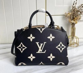 Louis Vuitton Bicolor Monogram Empreinte Leather Petit Palais Handbag In Black And Beige