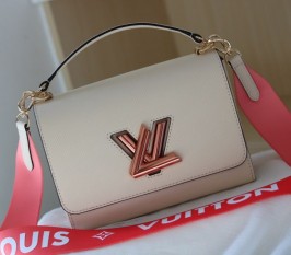 Louis Vuitton Epi Leather Twist MM Handbag In Cream With Gradient Strap