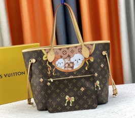 Louis Vuitton Monogram Canvas Neverfull MM Tote With Puppies