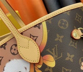 Louis Vuitton Monogram Canvas Neverfull MM Tote With Puppies