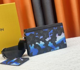 Louis Vuitton Monogram Eclipse Gaston Wearable Wallet In Sunrise Blue