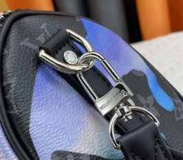 Louis Vuitton Monogram Eclipse Keepall Bandouliere 25 Travel Bag - Blue And Purple Sunrise