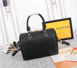Louis Vuitton Monogram Empreinte Leather Speedy Bandouliere 25 Handbag - Black