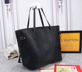 Neverfull leather tote Louis Vuitton Black in Leather - 23846555