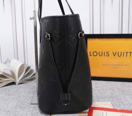 Neverfull leather tote Louis Vuitton Black in Leather - 22518374
