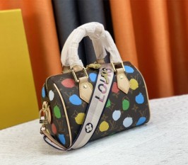 Louis Vuitton X YK Monogram Canvas Speedy 20 Handbag With Textile Strap In Style 2
