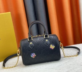 Louis Vuitton X YK Speedy Bandouliere 20 Handbag With Flower In Black